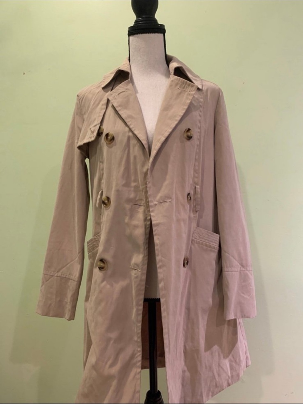 Charlotte Russe Light Beige Double-Breasted Trench Coat